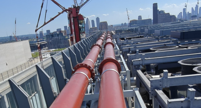 New LTHW Pipework Modules installed on Roof.